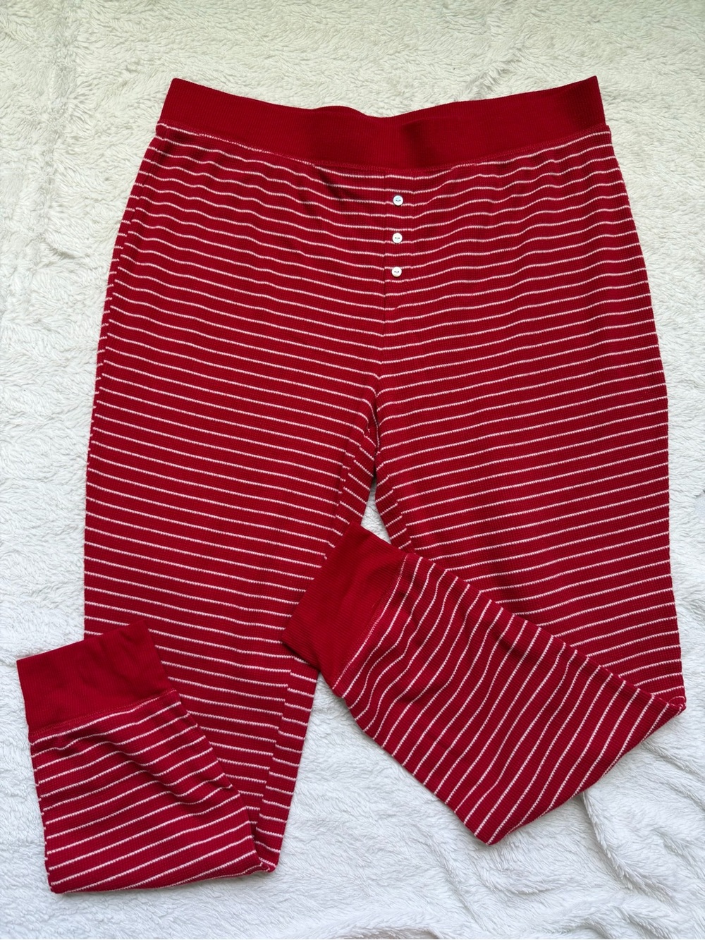 Stars Above Womens Red Stripe Thermal Rib Knit Cozy Pajamas Lounge Pants Size XL